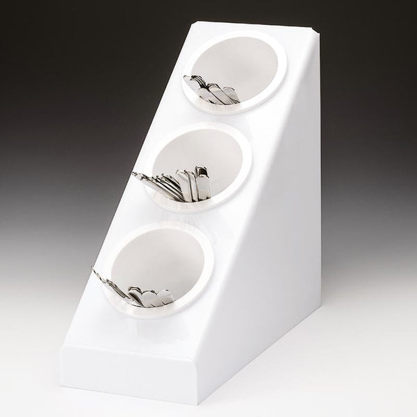 Zicco ZCP-657 Polikarbon Çatal Kaşık Standı, 3 Gözlü, 20.8x41.5 cm, Beyaz