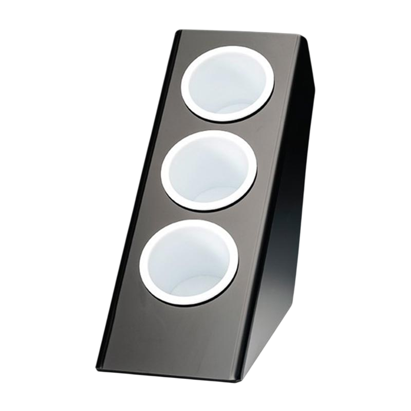 Zicco ZCP-644 Polikarbon Kahve-Çay Kaşığı Standı, 3 Gözlü, 27x14.5 cm, Siyah