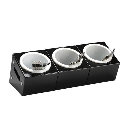 Zicco ZCP-390 Polikarbon Çatal Kaşık Standı, 3 Gözlü, 48x18x18 cm, Siyah