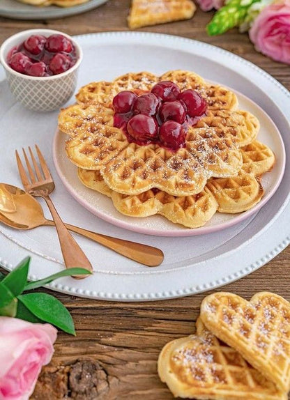 Omake Sabit İkili Waffle Makinesi Kalp Çiçek Ø190