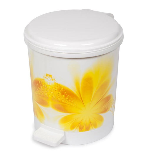 Bora Plastik Pedallı Çöp Kovası, Çiçek Desenli, No: 1, 6 L