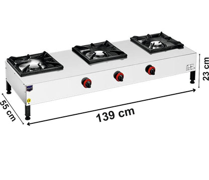 3-Burner Countertop Natural Gas Restaurant Stove