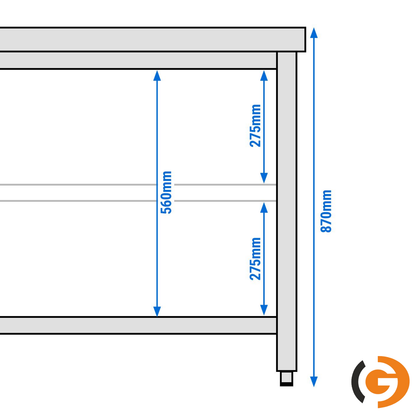 Stainless Steel Work Bench ECO - 1800x600mm - Backless with lower shelf