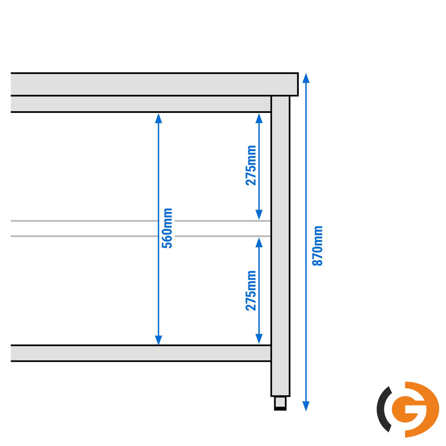 Stainless Steel Work Bench ECO - 2000x600mm - Backless with lower shelf