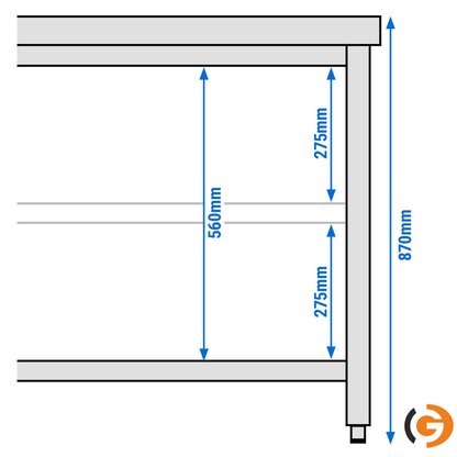 Work Bench - Stainless Steel PREMIUM - 700x600mm - With Lower Shelf, Without Backrest