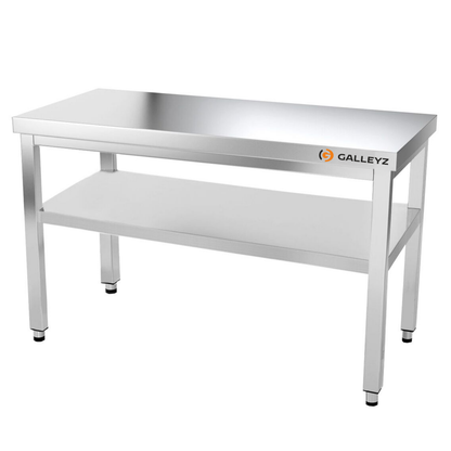 Stainless Steel Work Bench PREMIUM - 1200x600mm - Backless with lower shelf 