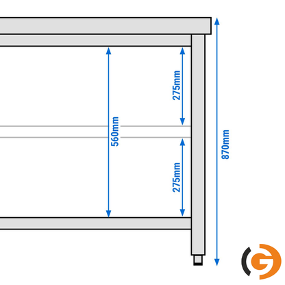 Stainless Steel Work Bench PREMIUM - 1200x600mm - Backless with lower shelf 