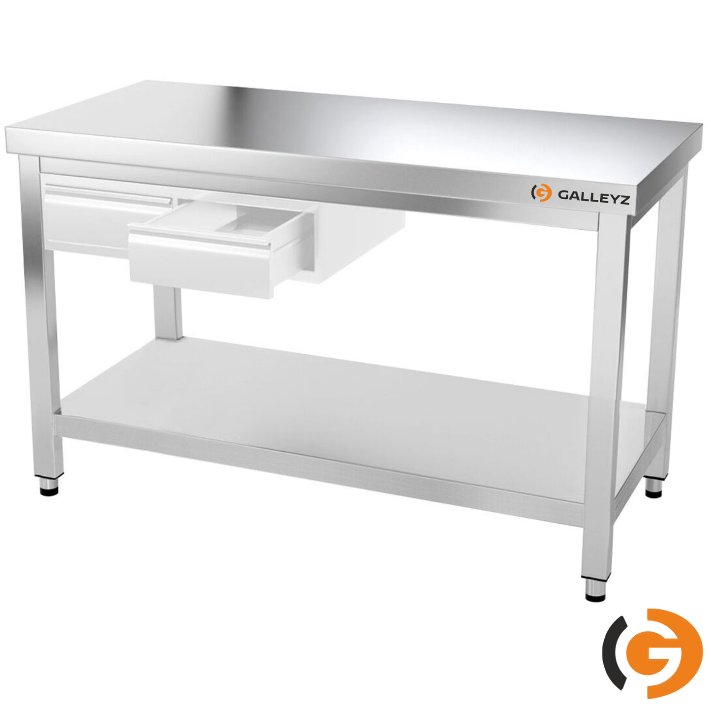 Stainless Steel Work Bench - PREMIUM - 1400x600mm - Backless with lower shelf 