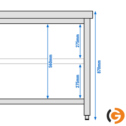 Stainless Steel Work Bench - PREMIUM - 1500x600mm - Backless with lower shelf 