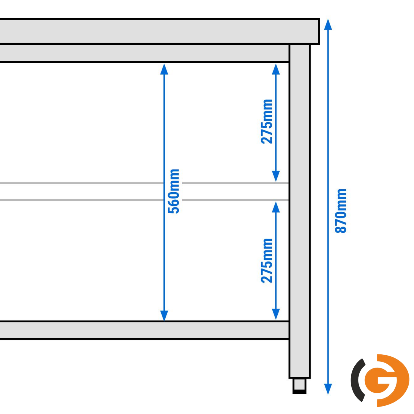 Work Bench - Stainless Steel - ECO - 1000x600mm - With Lower Shelf, Without Backrest