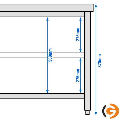 Work Bench - Stainless Steel - ECO - 1000x600mm - With Lower Shelf, Without Backrest