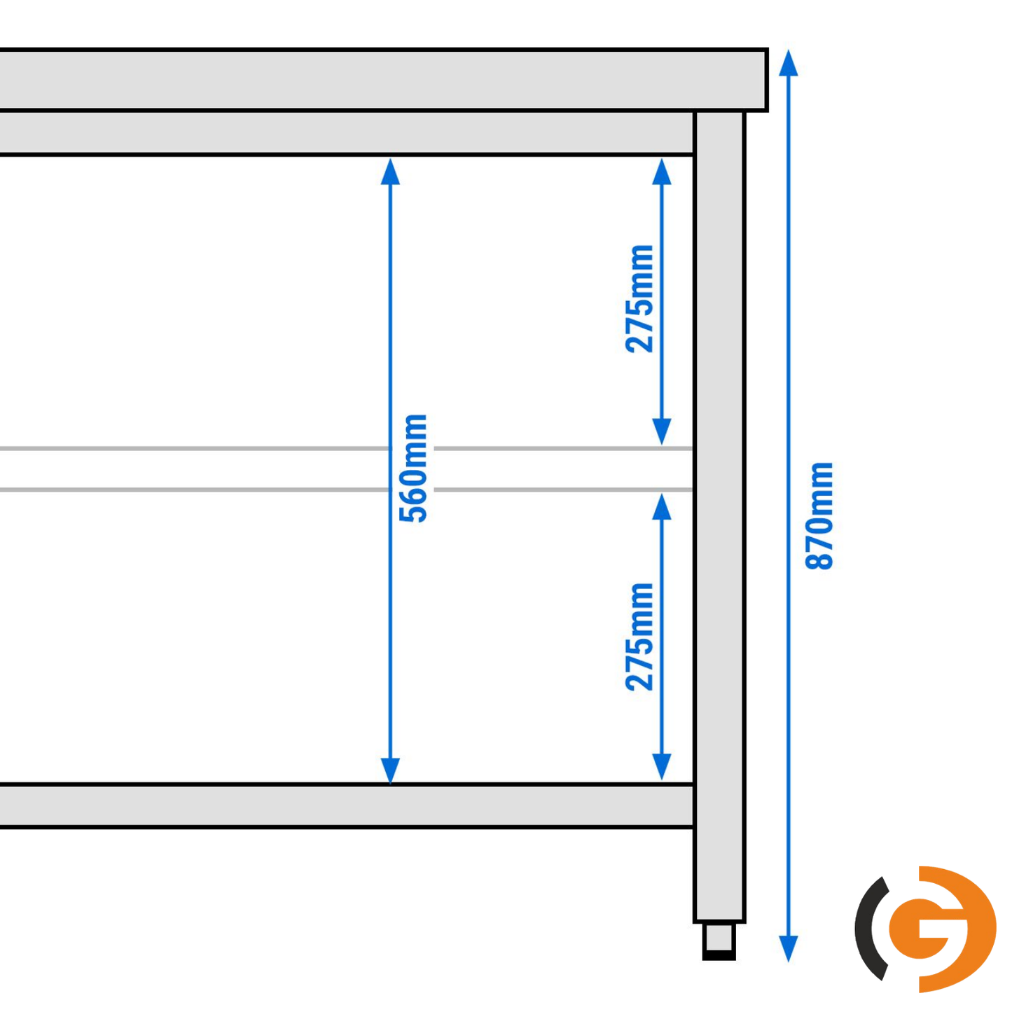 Stainless Steel Work Bench ECO - 1600x600mm - Backless with lower shelf