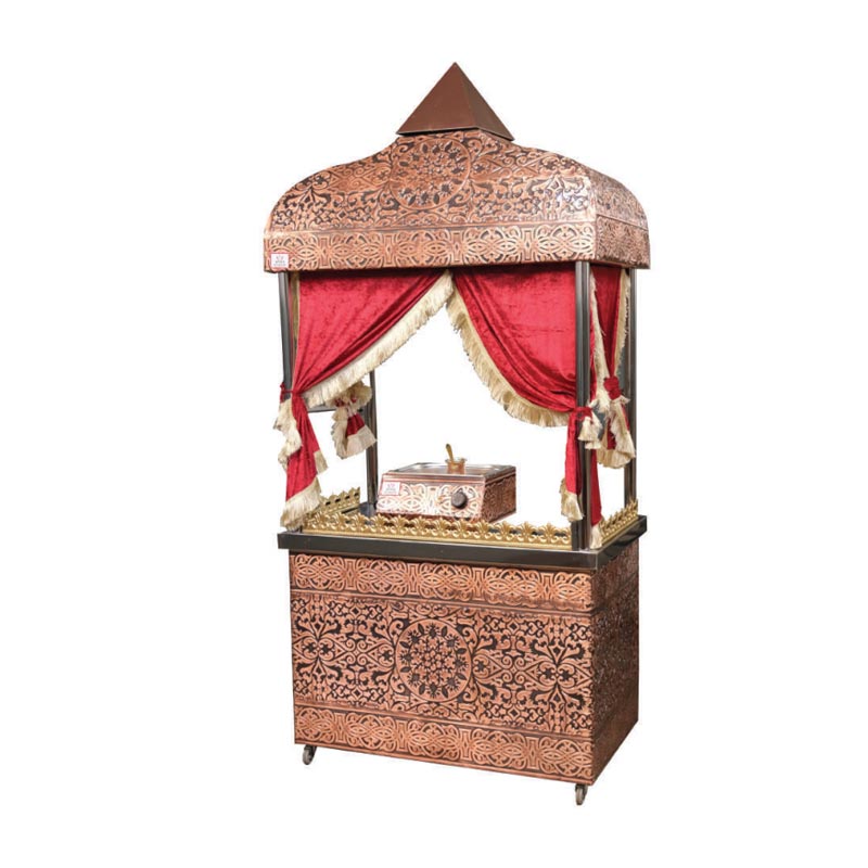 Anka Kahveci Güzeli Sunum Arabası, 200x70x220 cm, Bakır Kaplama