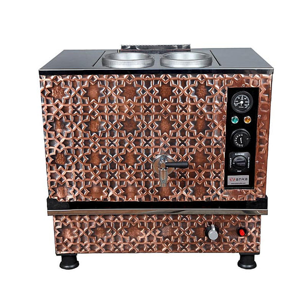 Anka Pro Kompakt Full Otomatik 2 Demlikli Çay Kazanı, 20 L,Elektrikli+Gazlı, Bakır