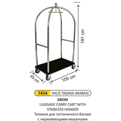 Arı Metal 7454 Valiz Taşıma Arabası Paslanmaz Askılı