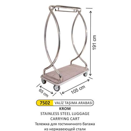Arı Metal 7502 Valiz Taşıma Arabası Paslanmaz Çelik