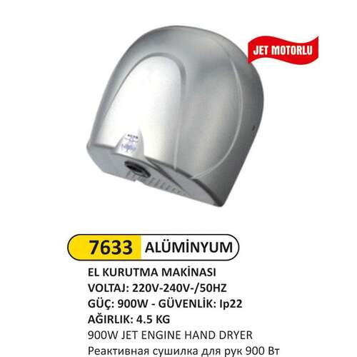 Arı Metal 7633 El Kurutma Makinası Jet Motorlu 900 W