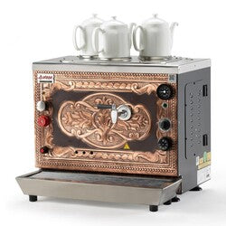 Ateşe Sümela Analog 3 Demlikli Çay Kazanı, Gaz+Elektrikli, Bakır