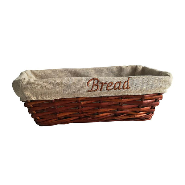 Biradlı GRV-907 Bezli Dikdörtgen Ekmek Sepeti, 25x12x8 cm