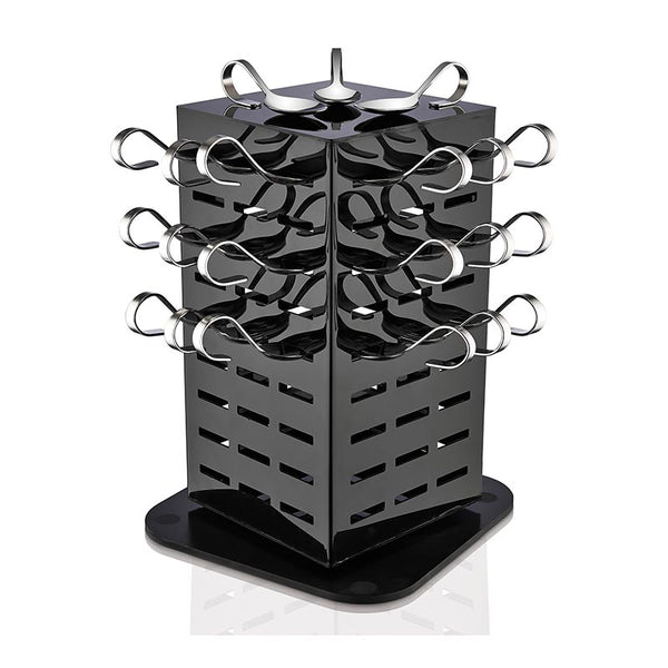 Biradlı GRV-SKS84 Sunum Kaşığı Standı, 84 Adet Kapasiteli, 21x21x40 cm, Siyah