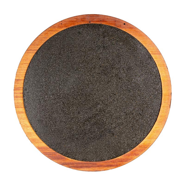 Biradlı GRV-1851 Yuvarlak Bazaltlı Steak Ahşap Sunum Tahtası, 32.5 cm