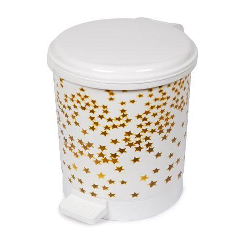 Bora Plastik Pedallı Çöp Kovası, No: 1, 6 L, Yıldız Desenli