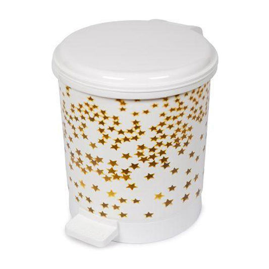 Bora Plastik Pedallı Çöp Kovası, No: 1, 6 L, Yıldız Desenli