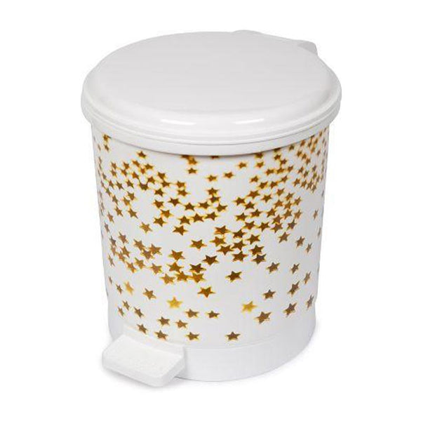 Bora Plastik Pedallı Çöp Kovası, No: 1, 6 L, Yıldız Desenli