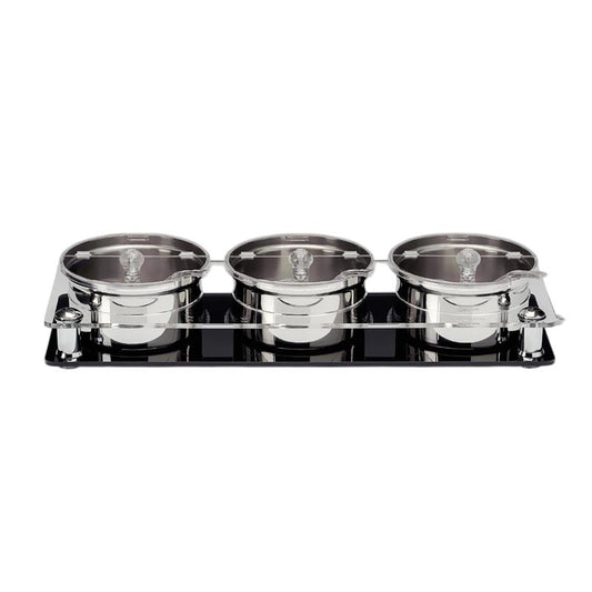 Zicco ZCP-667 Polikarbon Kapaklı Çelik Altılı Sosluk Reçellik Standı, 3'lü, 17.5x49 cm