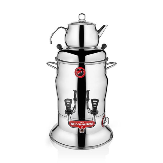 SilverInox 2200 Crown Çay Semaveri, 2 Demlikli, 80 Bardak Kapasiteli, 7 L