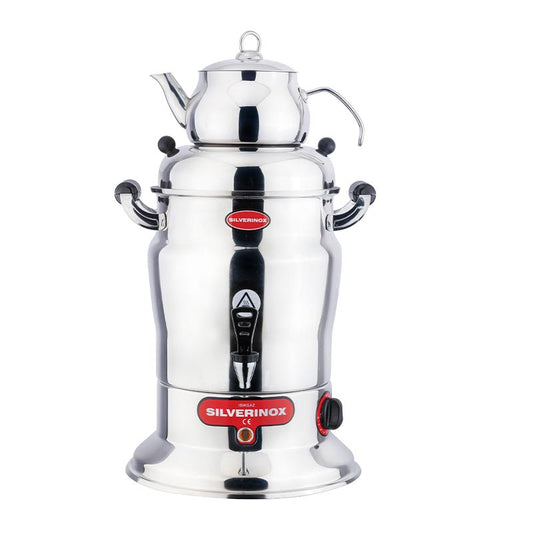 SilverInox 2202-1 Crown Çay Semaveri, Tek Demlikli, 160 Bardak Kapasiteli, 16 L