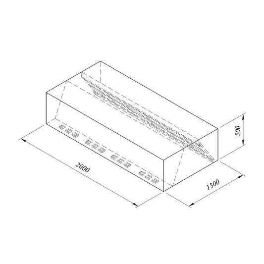 Öztiryakiler Kutu Tip Çift Çidarlı Davlumbaz, 200x150 cm
