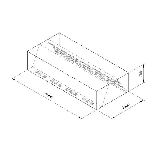 Öztiryakiler Duvar Tipi Filtreli Çift Cidar Davlumbaz, 600x150 cm