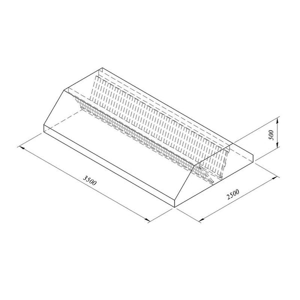 Öztiryakiler Orta Tip Filtreli Davlumbaz, 350x250 cm