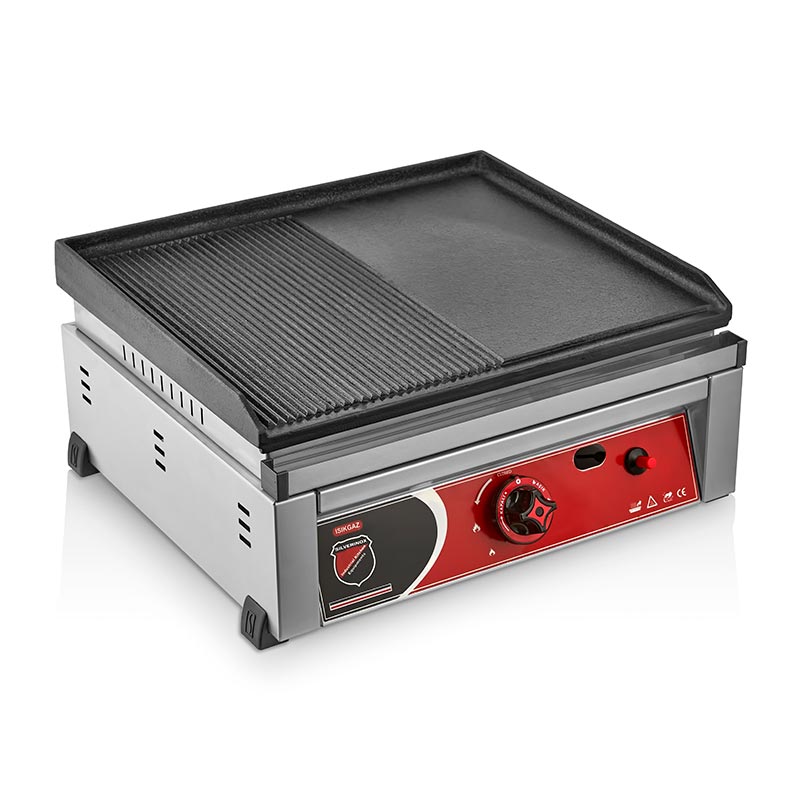 SilverInox 2601 Yarı Oluklu Döküm Izgara, 50 cm, Doğalgazlı