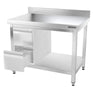 Galleyz Çalışma Tezgahı - Paslanmaz Çelik PREMIUM - 1000x700mm - Alt Raflı ve Sırtlı