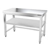Galleyz Çalışma Tezgahı - Paslanmaz Çelik - PREMIUM - 1200x700mm - Alt Raflı, Destekli & Sırtlı