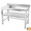 Galleyz Çalışma Tezgahı - Paslanmaz Çelik - PREMIUM - 1200x700mm - Alt Raflı, Destekli & Sırtlı