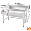 Galleyz Çalışma Tezgahı - Paslanmaz Çelik - PREMIUM - 1200x700mm - Alt Raflı, Destekli & Sırtlı