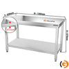 Galleyz Çalışma Tezgahı - Paslanmaz Çelik - PREMIUM - 1200x800mm - Alt Raflı