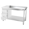 Galleyz Çalışma Tezgahı - Paslanmaz Çelik - PREMIUM - 1400x700mm - Alt Raflı, Destekli