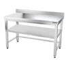 Galleyz Çalışma Tezgahı - Paslanmaz Çelik - PREMIUM - 1400x700mm - Alt Raflı, Destekli & Sırtlı