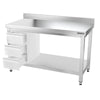 Galleyz Çalışma Tezgahı - Paslanmaz Çelik - PREMIUM - 1400x700mm - Alt Raflı, Destekli & Sırtlı