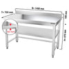 Galleyz Çalışma Tezgahı - Paslanmaz Çelik - PREMIUM - 1400x700mm - Alt Raflı, Destekli & Sırtlı