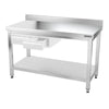 Galleyz Çalışma Tezgahı - Paslanmaz Çelik - PREMIUM - 1400x700mm - Alt Raflı, Destekli & Sırtlı