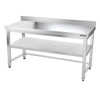 Galleyz Çalışma Tezgahı - Paslanmaz Çelik - PREMIUM - 1600x700mm - Alt Raflı, Destekli & Sırtlı