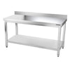 Galleyz Çalışma Tezgahı - Paslanmaz Çelik - PREMIUM - 1600x700mm - Alt Raflı, Destekli & Sırtlı
