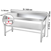 Galleyz Çalışma Tezgahı - Paslanmaz Çelik - PREMIUM - 1600x700mm - Alt Raflı, Destekli & Sırtlı