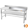 Galleyz Çalışma Tezgahı - Paslanmaz Çelik - PREMIUM - 1800x600mm - Alt Raflı, Destekli & Sırtlı