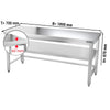 Galleyz Çalışma Tezgahı - Paslanmaz Çelik - PREMIUM - 1800x700mm - Alt Raflı, Destekli & Sırtlı
